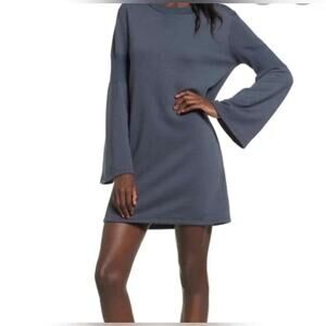 Everly Gray Charcoal Bell Sleeves Sweatshirt Dress | Small